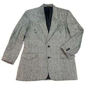 Vintage Pioneer Wear Western Sport Coat Blazer Jacket Tweed Textured Size 48